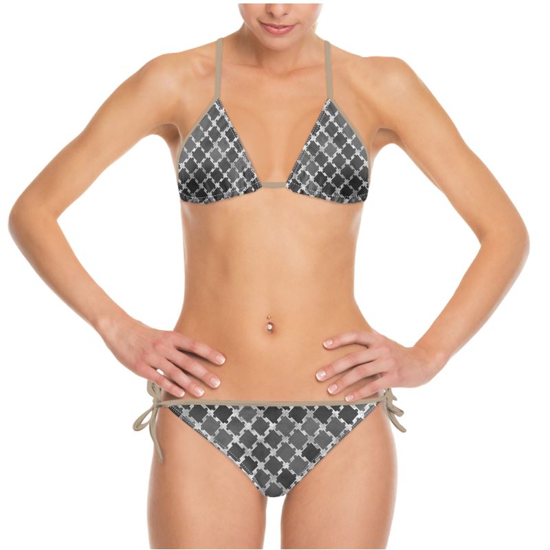Crystal Gray Diamond Mosaic Bikini
