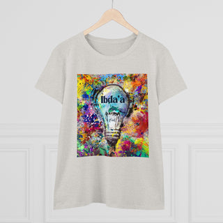 Creative Colorful Women's Midweight Cotton Tee - Light Bulb Design