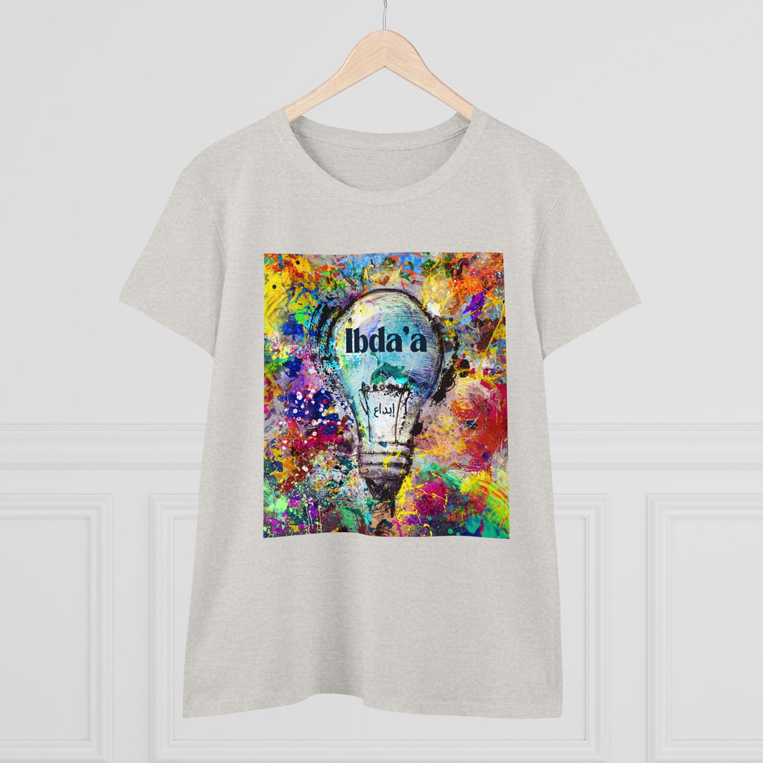 Creative Colorful Women's Midweight Cotton Tee - Light Bulb Design - Rizzlly