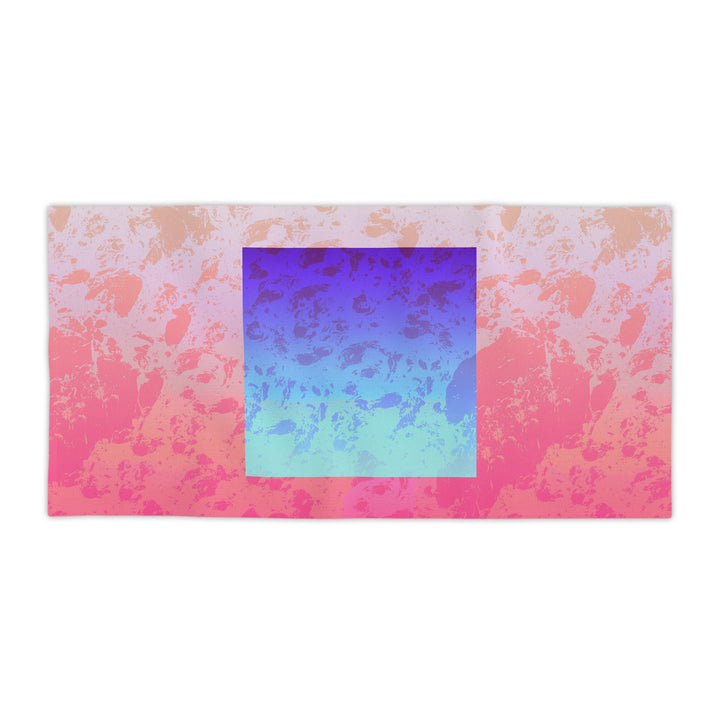 Vibrant Coral Geometric Beach Towel