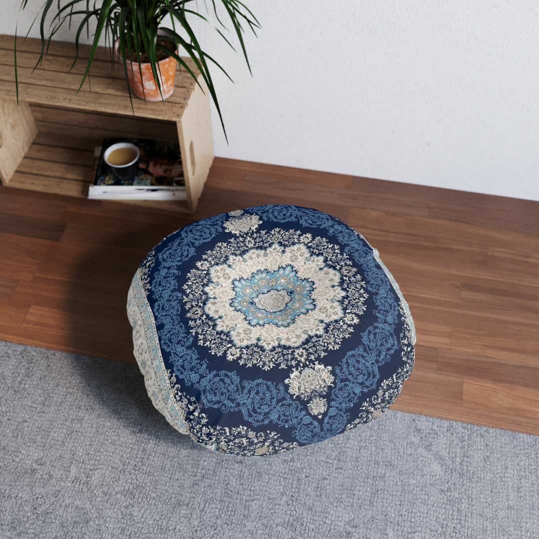 Boho Blue Tufted Floor Pillow