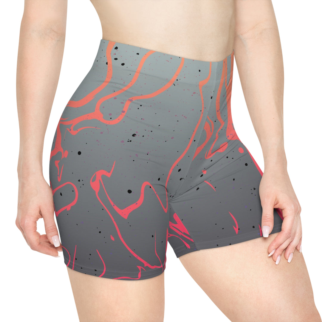 Grey Orange Mirage Biker Shorts