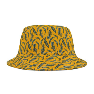 Tropical Leaf Bucket Hat - Bright Yellow Summer Accessory