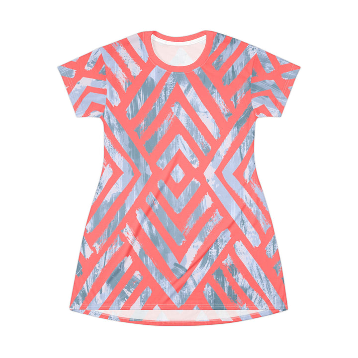 Geometric Print T-Shirt Dress - Casual Chic with Modern Vibes - Rizzlly