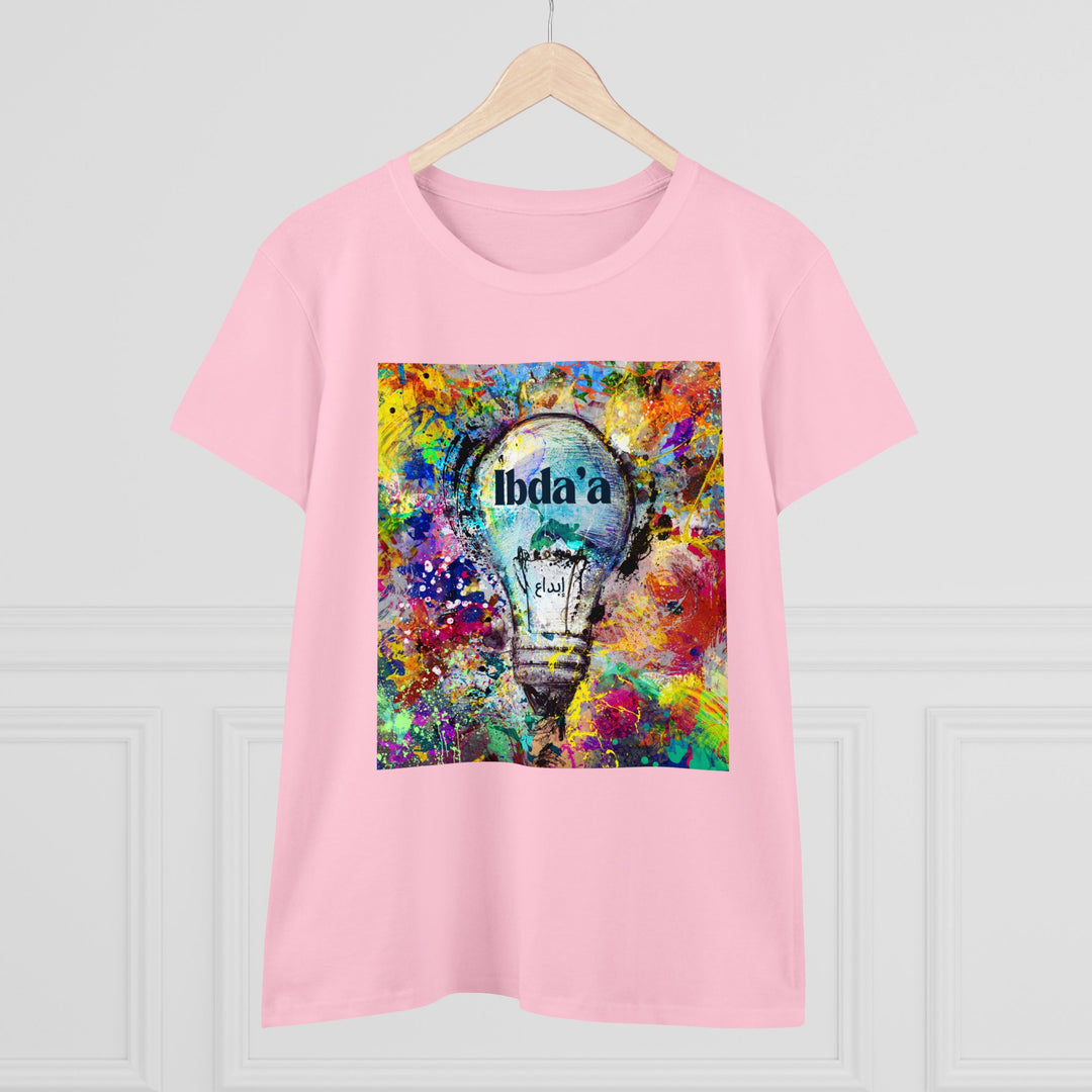Creative Colorful Women's Midweight Cotton Tee - Light Bulb Design - Rizzlly