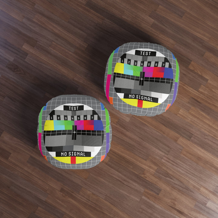 Retro TV Signal Tufted Floor Pillow, Round