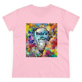 Creative Colorful Women's Midweight Cotton Tee - Light Bulb Design