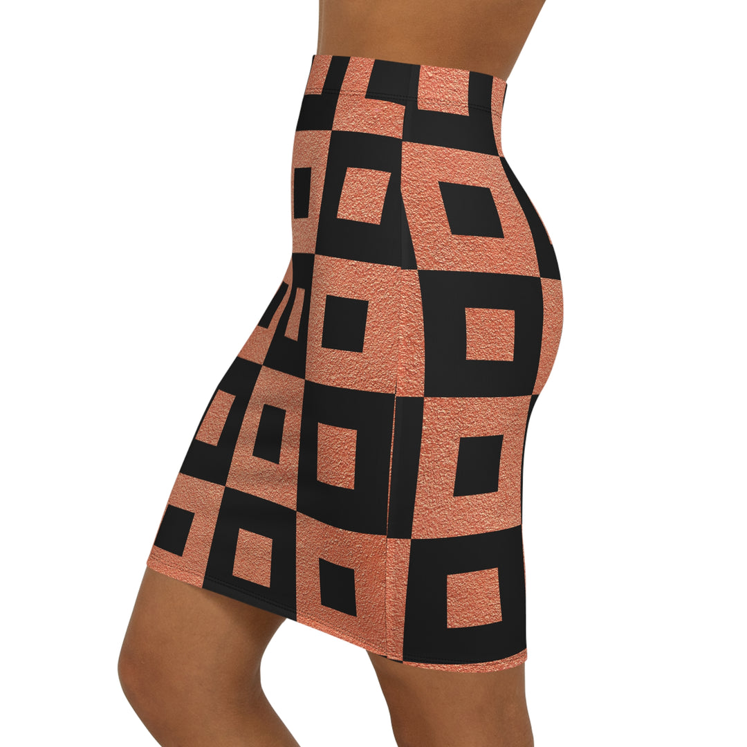 Checkerboard Mid-Waist Pencil Skirt - Rizzlly