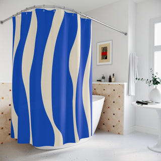 Elegant Blue Wave Shower Curtain for Modern Bathrooms