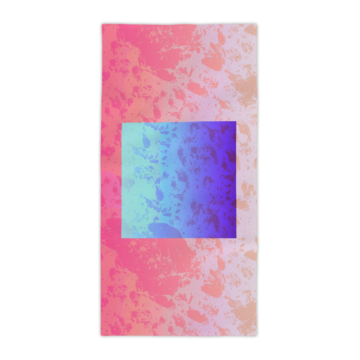 Vibrant Coral Geometric Beach Towel