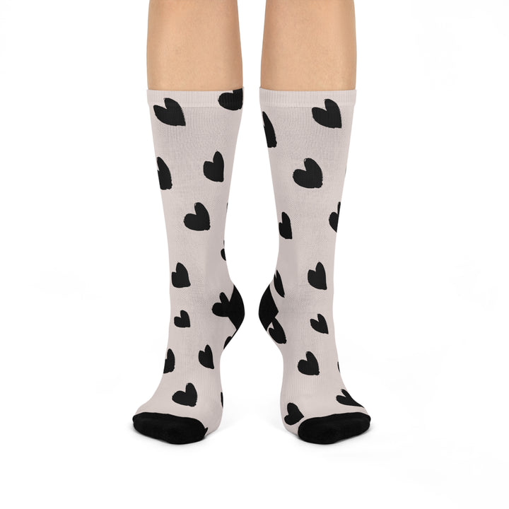 Cushioned Crew Socks with Heart Design