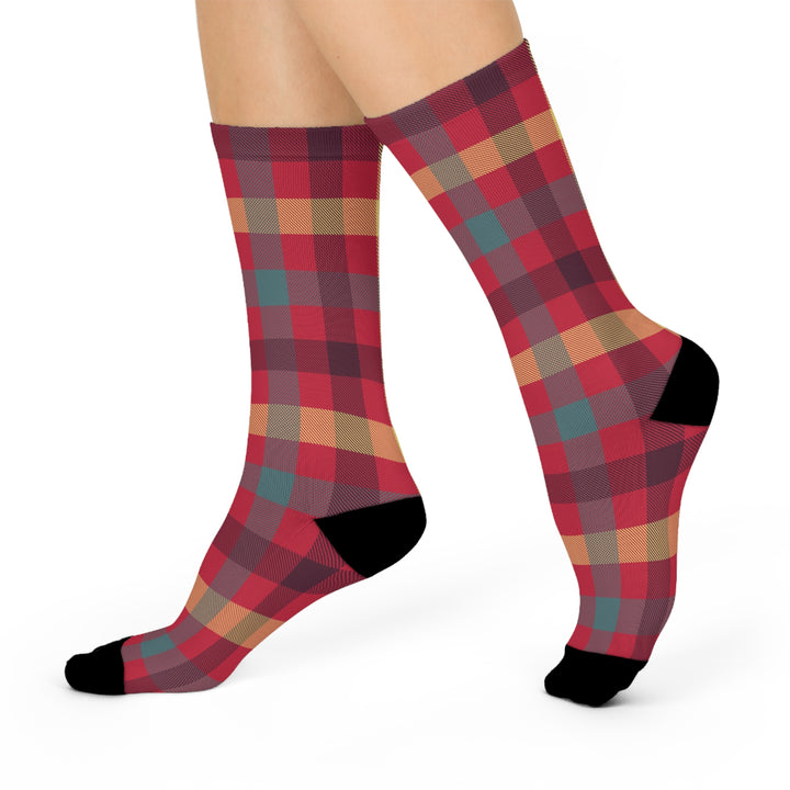 Red Checked Crew Socks