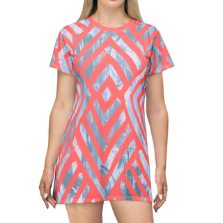 Geometric Print T-Shirt Dress - Casual Chic with Modern Vibes