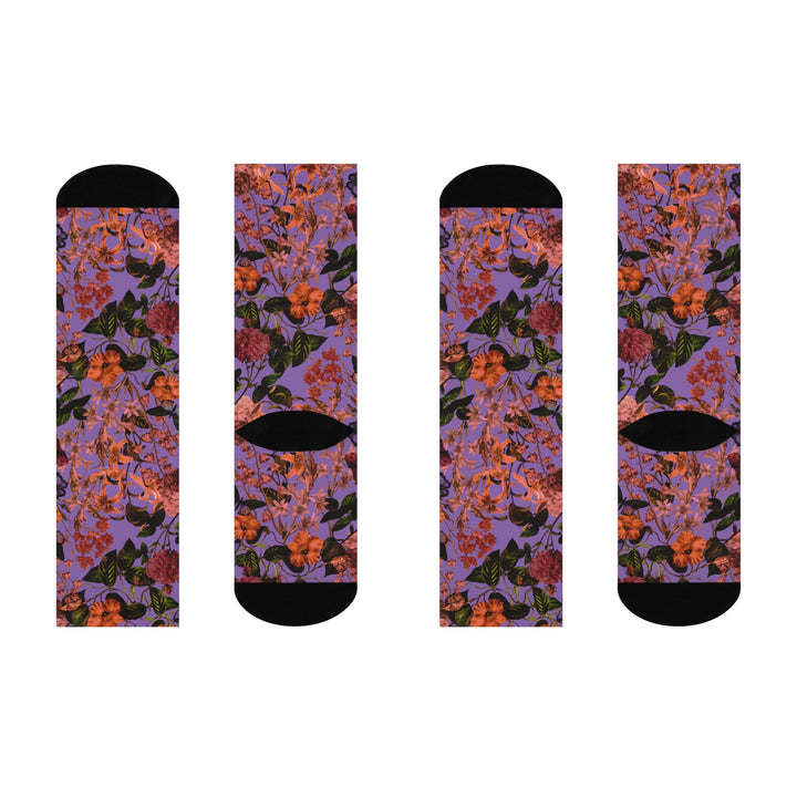Purple Floral Crew Socks