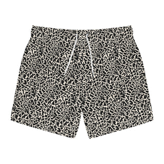 Stylish Black and Cream Pattern Swim Trunks for Beach Days