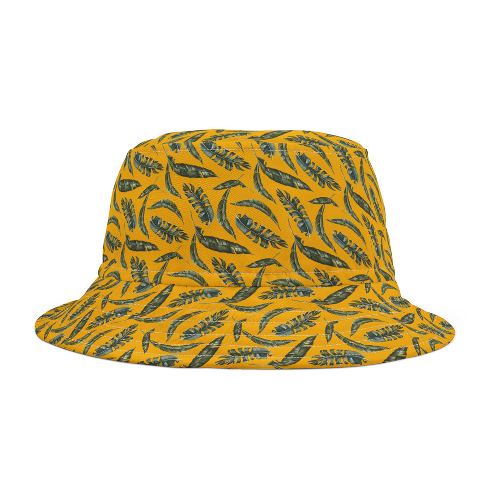 Tropical Leaf Bucket Hat - Bright Yellow Summer Accessory - Rizzlly