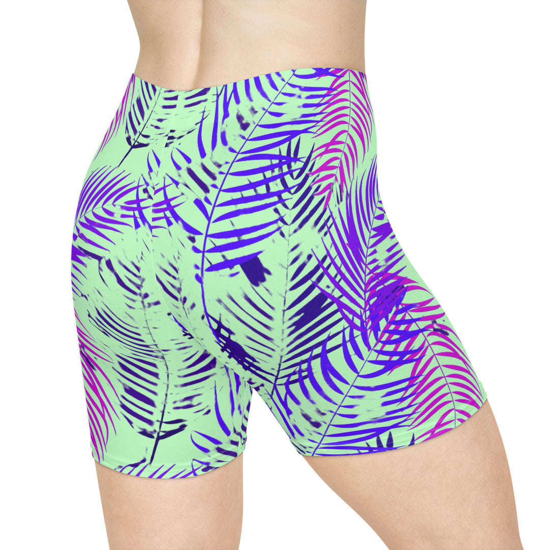 Tropical Aqua Vibe Biker Shorts
