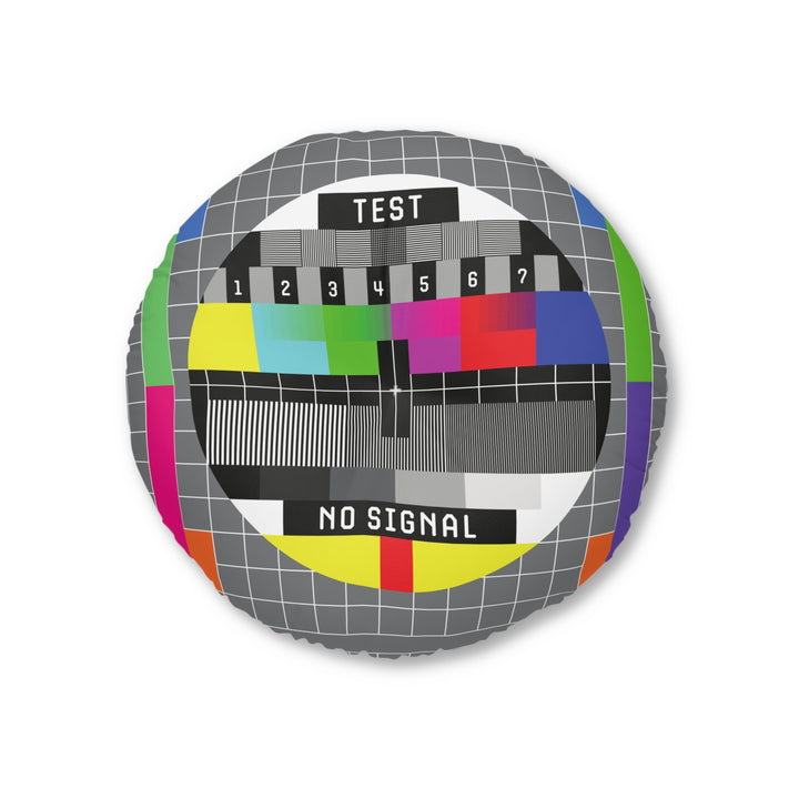 Retro TV Signal Tufted Floor Pillow, Round
