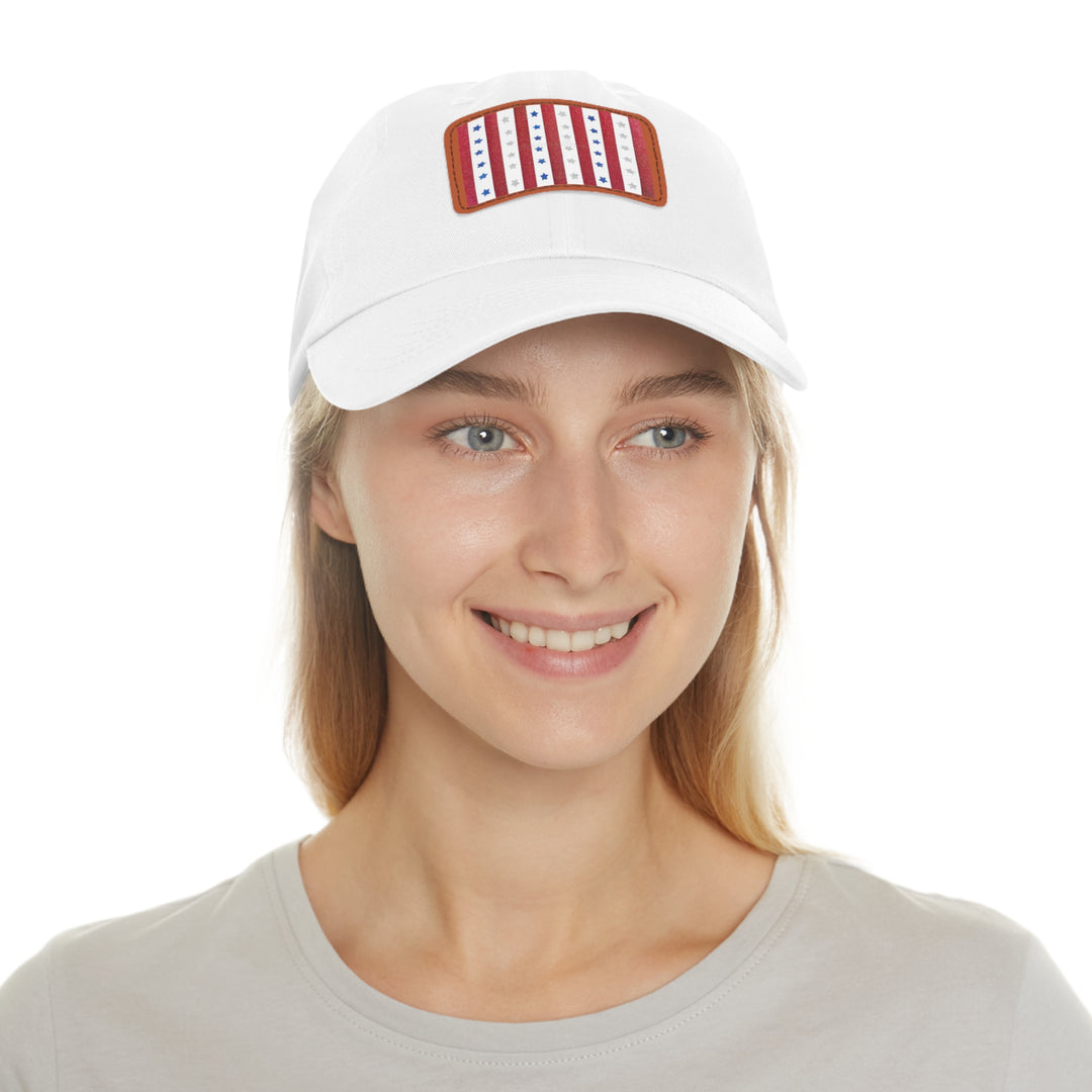 Patriotic Dad Hat with Leather Patch – Perfect for Celebrations and Everyday Style - Rizzlly
