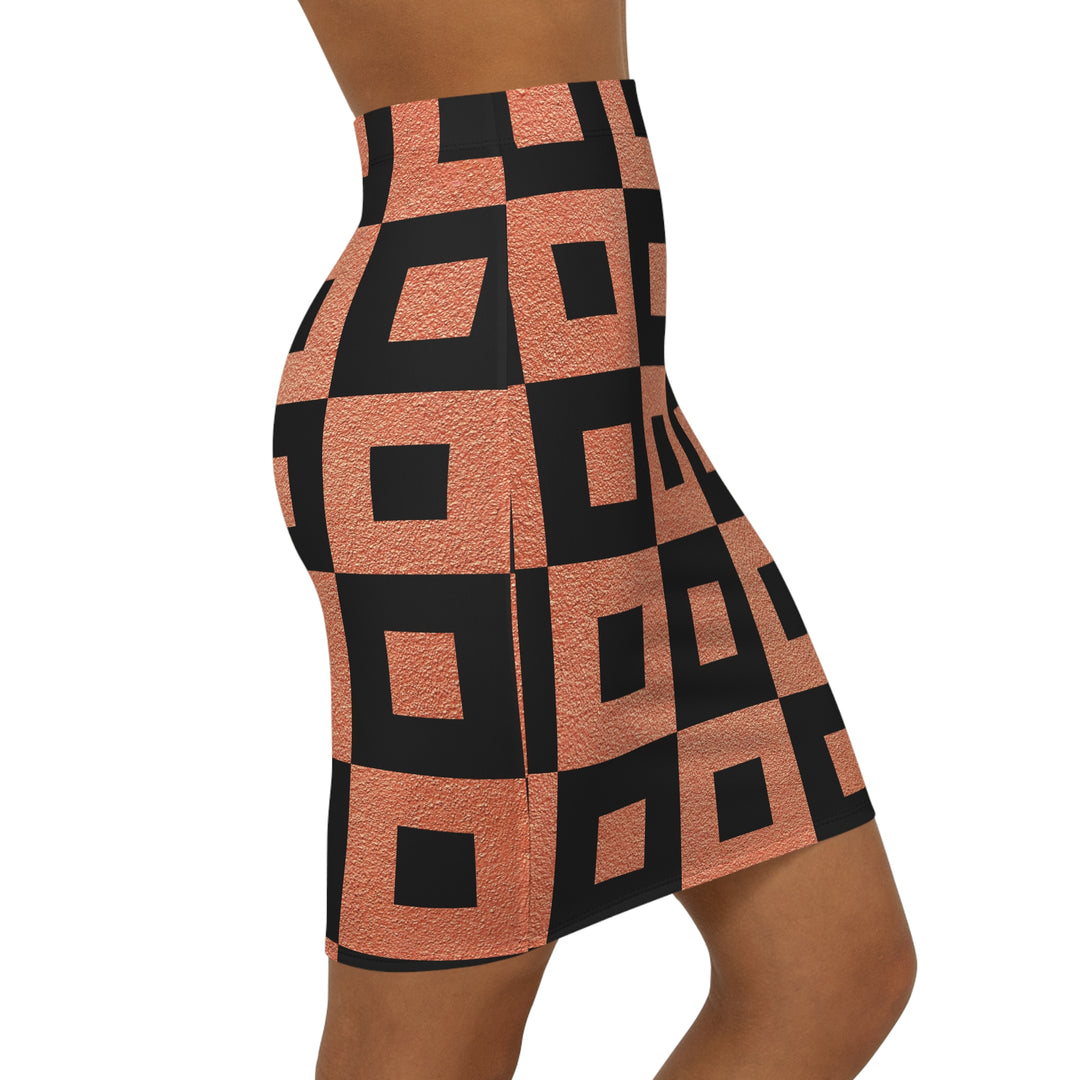 Checkerboard Mid-Waist Pencil Skirt - Rizzlly