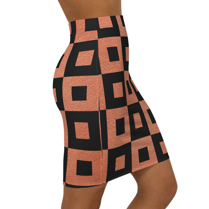 Checkerboard Mid-Waist Pencil Skirt - Rizzlly