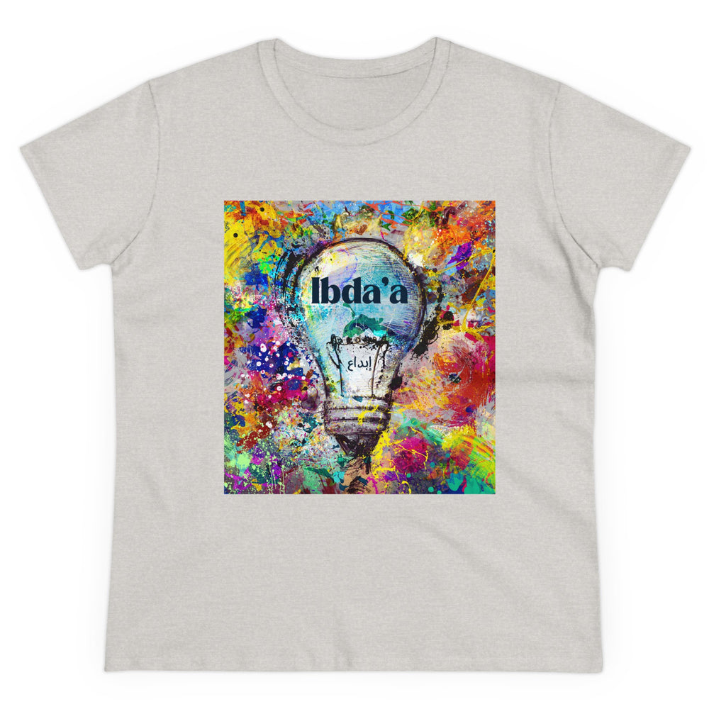 Creative Colorful Women's Midweight Cotton Tee - Light Bulb Design - Rizzlly