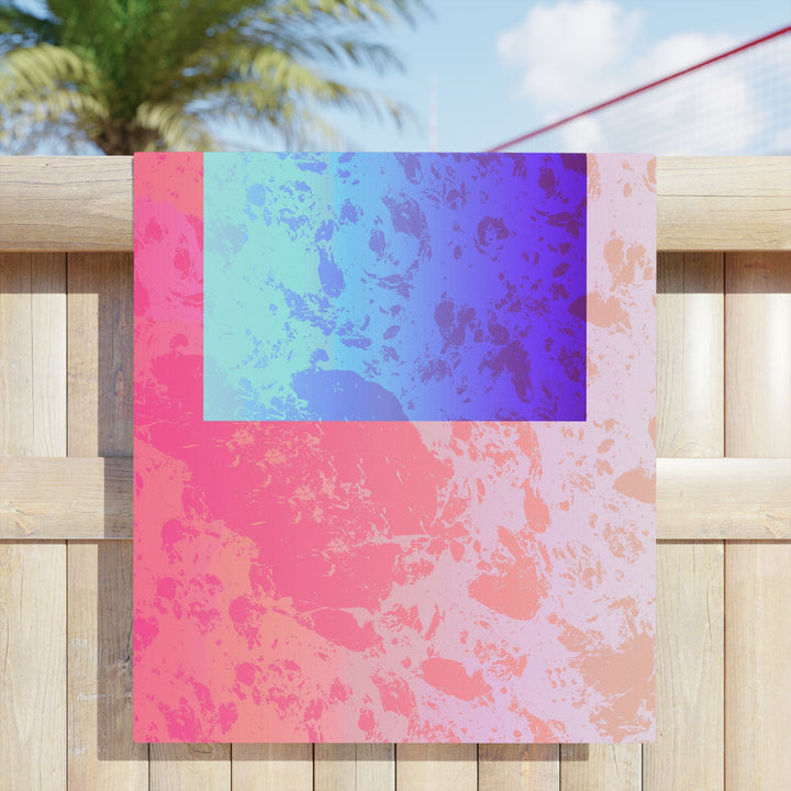 Vibrant Coral Geometric Beach Towel