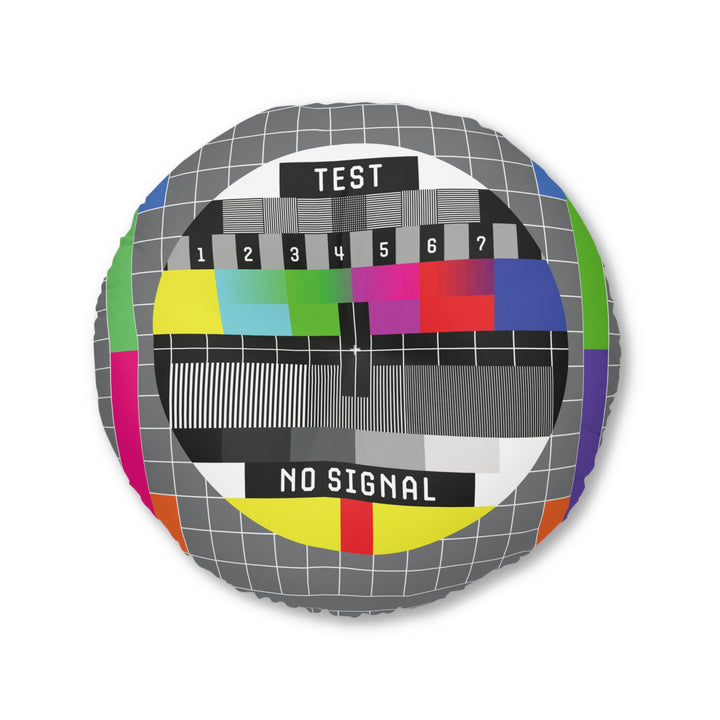 Retro TV Signal Tufted Floor Pillow, Round