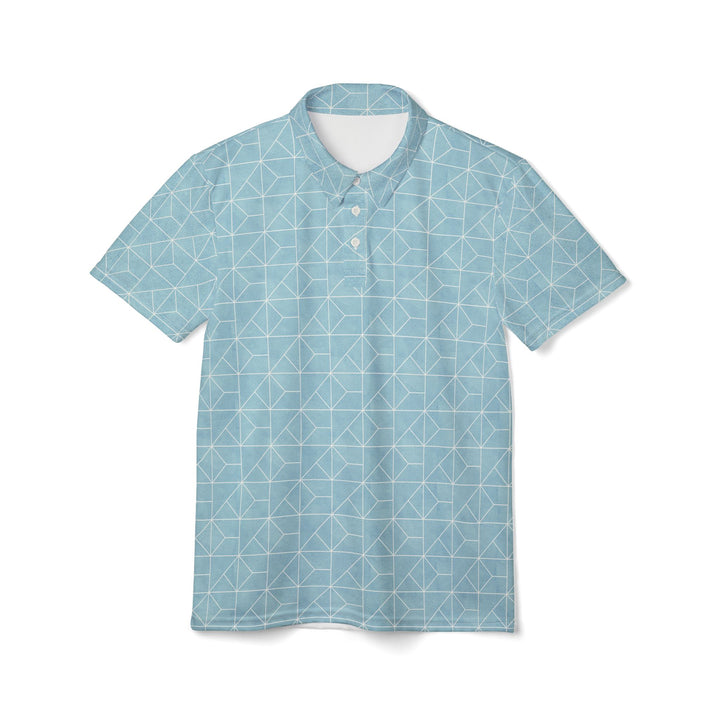 Geometric Teal Polo Shirt