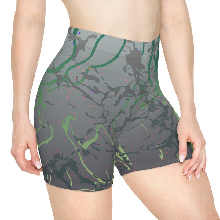 Dark Grey Green Mirage Biker Shorts