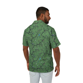 Green Floral Men's Hawaiian Camp Shirt - Perfect for Summer Getaways and Tropical Vacations