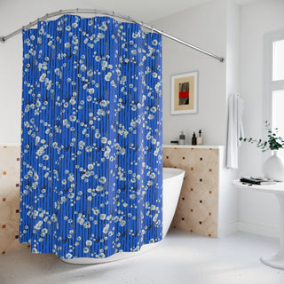 Blue Floral Shower Curtain - Elegant Bathroom Décor