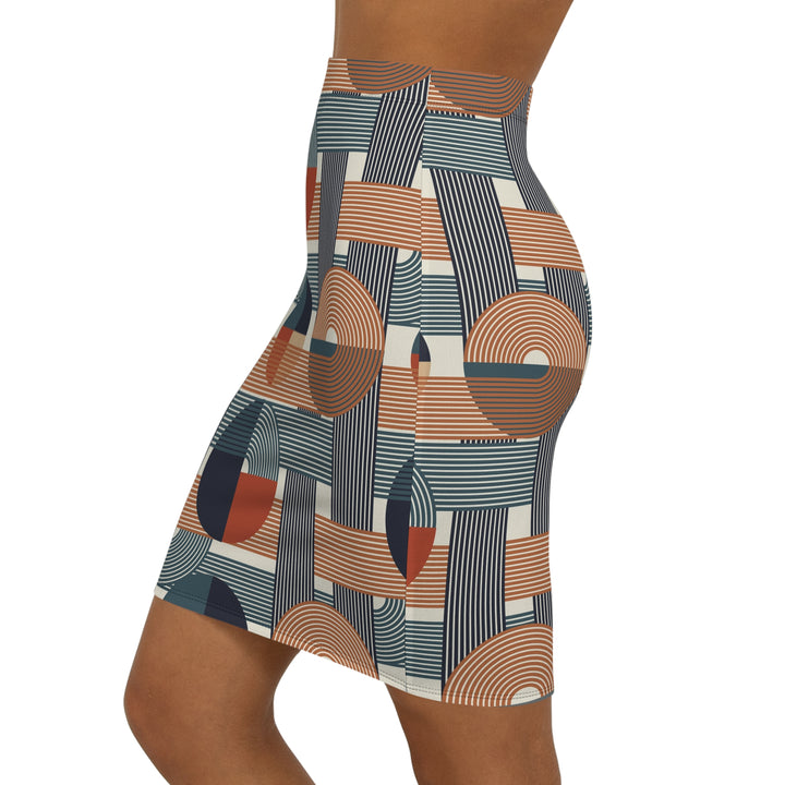 Stylish Geometric Women's Mid-Waist Pencil Skirt