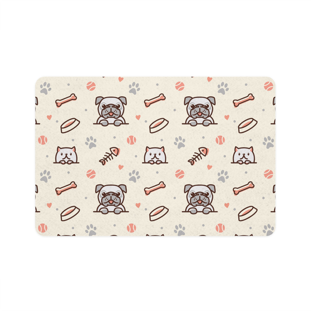 Cute Pet Food Mat - Stylish Dog & Cat Feeding Mat with Paws and Bones Pattern - 12x18 - Rizzlly