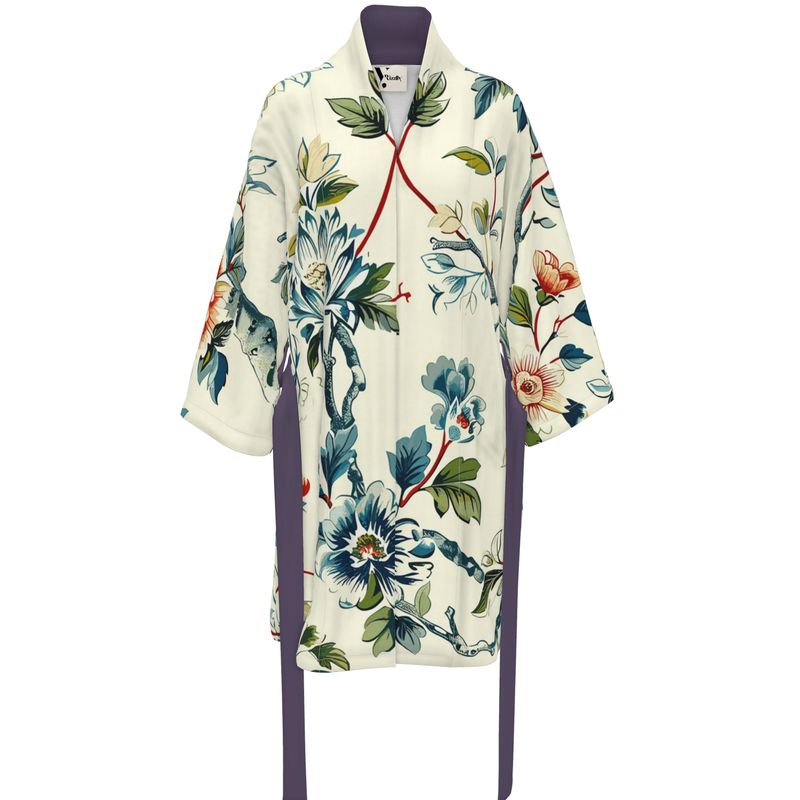 Floral Kimono-Inspired Wrap Coat – Timeless Elegance - Rizzlly