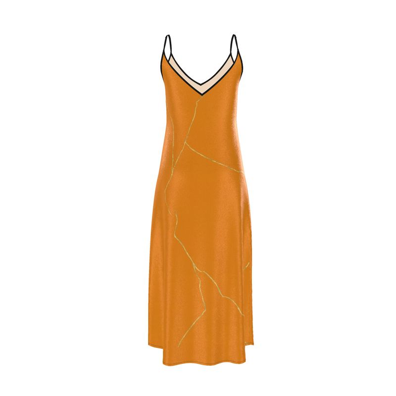 Golden Thread Silk Slip Dress - Rizzlly