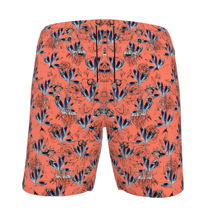 Coral and Blue Men's Swimming Shorts