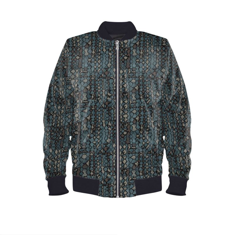 Green Mosaic Rizzlly Men's Reversible Silk Bomber Jacket