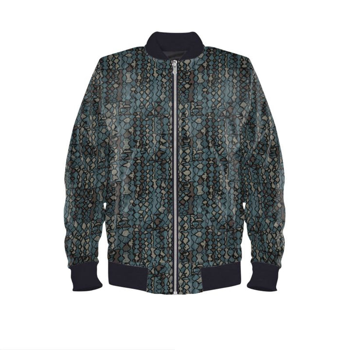 Green Mosaic Rizzlly Men's Reversible Silk Bomber Jacket