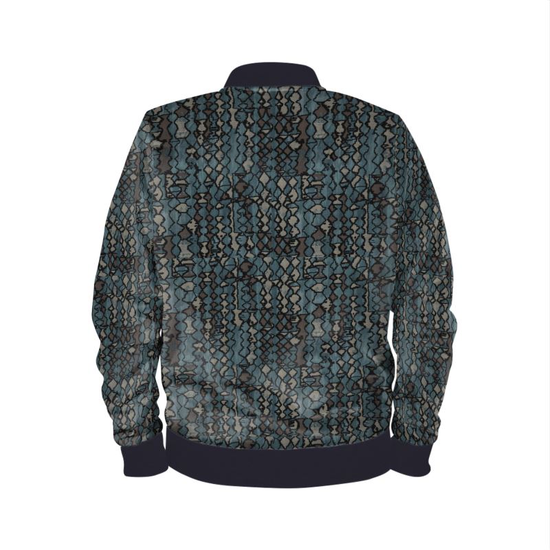 Green Mosaic Rizzlly Men's Reversible Silk Bomber Jacket