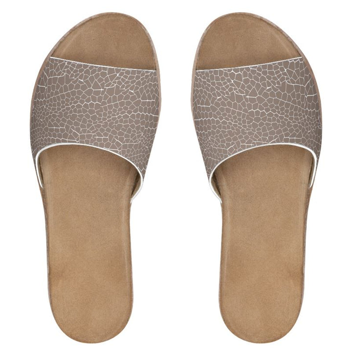 Rizzlly Cracked Grey Women's Leather Sliders