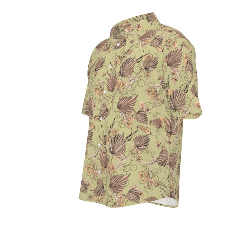 Rizzlly Khaki Palm Men's Short Sleeve Shirt