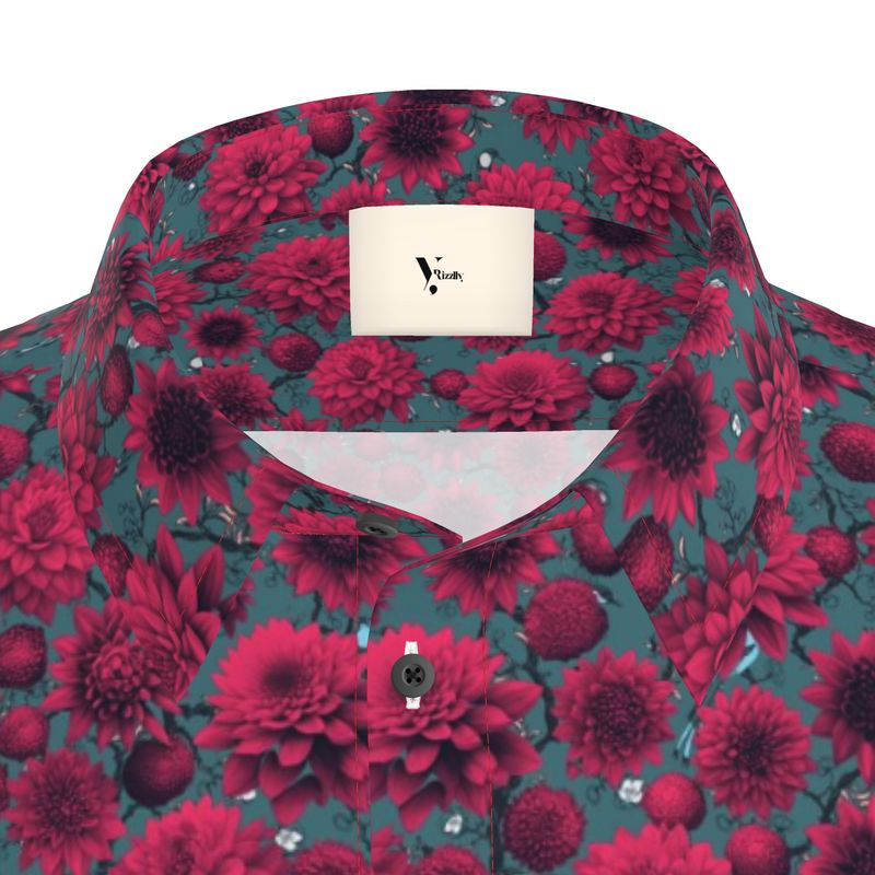 Rizzlly Red Blossoms Men's Short Sleeve Shirt
