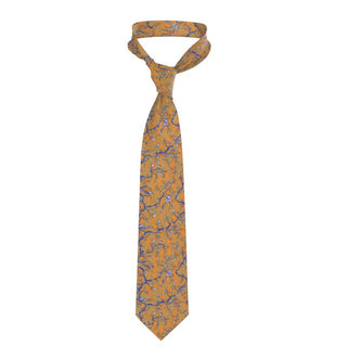 Silk Orange & Blue Floral Tie