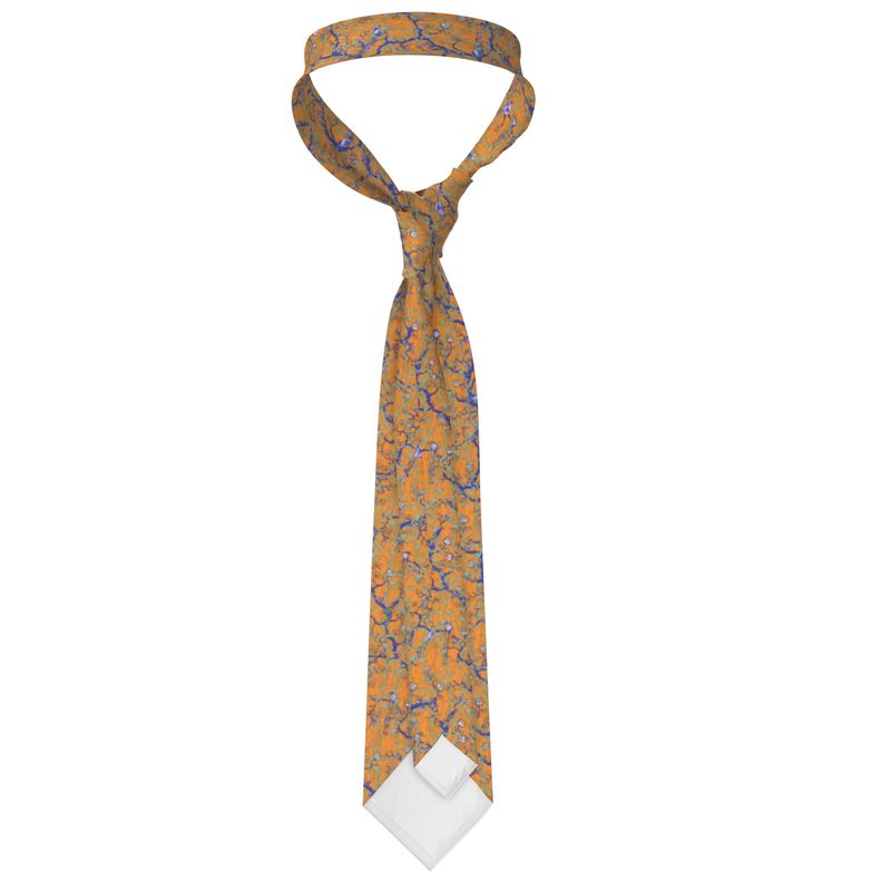 Silk Orange & Blue Floral Tie - Rizzlly