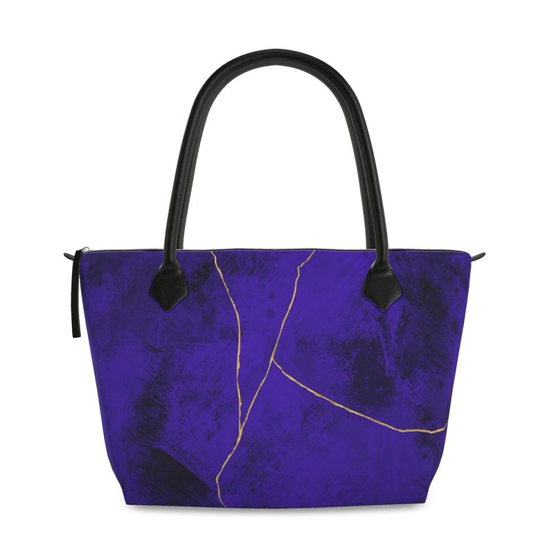 Purple Marble Zip Top Handbag - Rizzlly