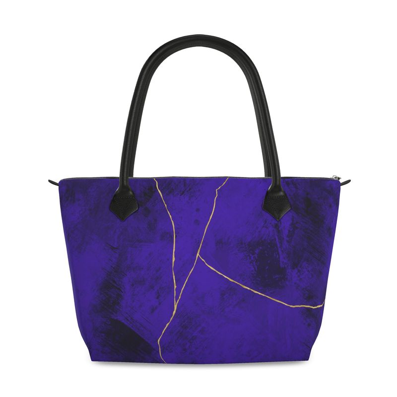 Purple Marble Zip Top Handbag - Rizzlly