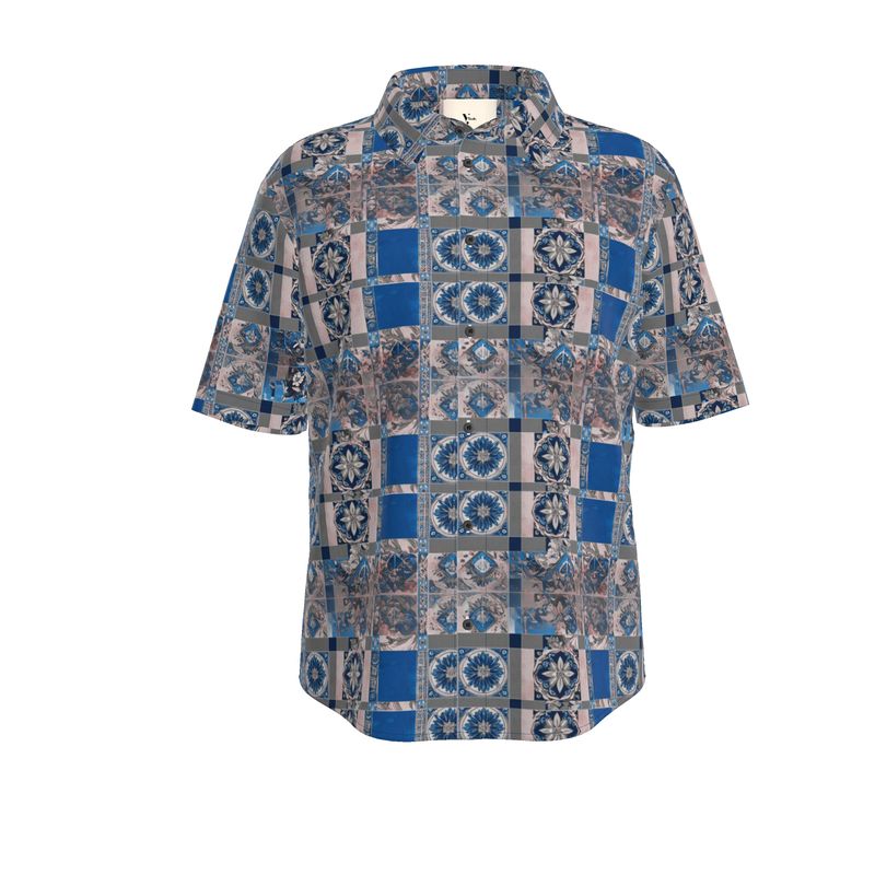 Mosaic Harmony Men's Button-Up Shirt - Rizzlly