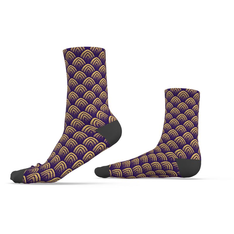 Halfmoon Purple & Gold Socks - Rizzlly