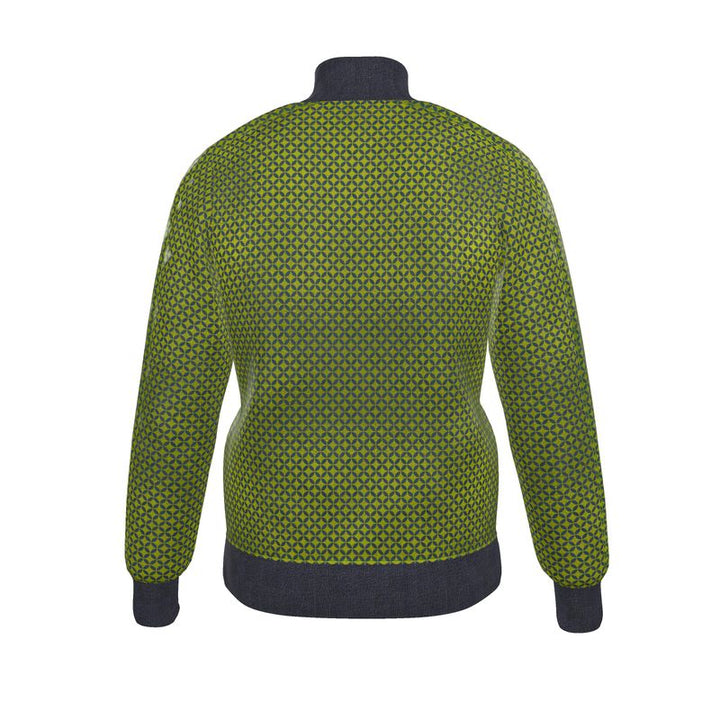 Olive Geometric Zip-Up Jacket - Rizzlly